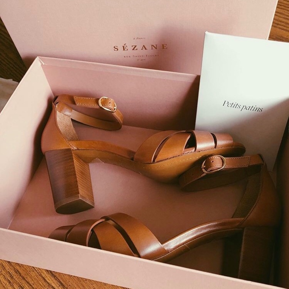 Sézane Brown Leather Heels